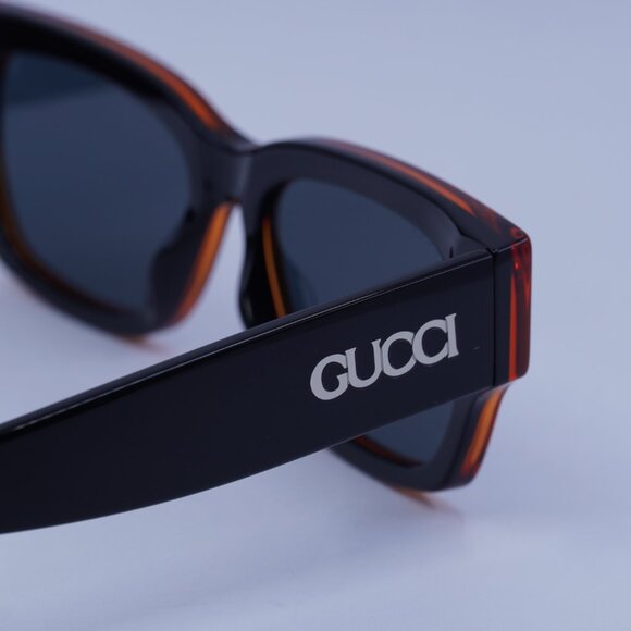 Gucci GG1794S 003 Sunglasses Transparent Orange/Black Square Frame, Blue Lenses - Picture 10 of 12